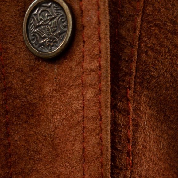Vintage 70s SM Saks Suede Leather Jacket Coat Rust - Picture 2 of 10